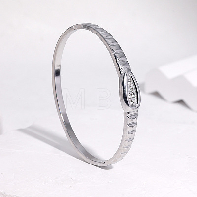 304 Stainless Steel Rhinestone Hinged Bangles for Women FS-WGE0196-01-1