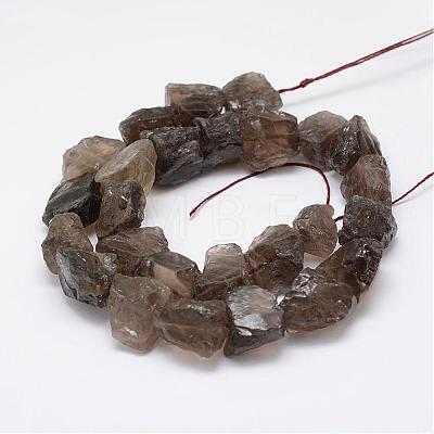 Raw Rough Natural Smoky Quartz Beads Strands G-E343-07-1