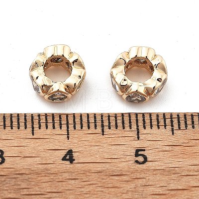 Brass Micro Pave Clear Cubic Zirconia Beads KK-R216-20KCG-1