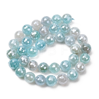 Electroplated Natural Agate Beads Strands G-B191-A07-10mm-14-1