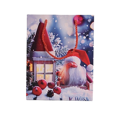 Christmas Paper Gnome Printed Tote Bags ABAG-P015-01B-1