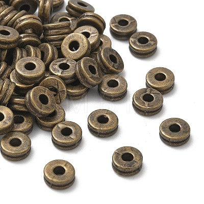 Tibetan Style Flat Round Alloy Spacers Beads TIBEP-S293-070AB-LF-1