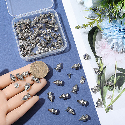 50Pcs Zinc Alloy Spikes Screwback Studs FIND-GF0008-53C-1