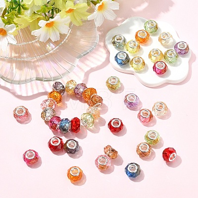 60Pcs 12 Colors Transparent Resin Rondelle European Beads RESI-YW0006-15-1