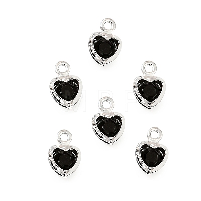 Heart Brass Glass Charms KK-S385-01S-01-1
