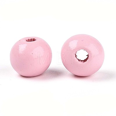 Spray Painted Round Natural Schima Wood Beads WOOD-A018-8mm-05-1