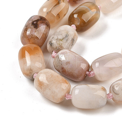 Natural Cherry Blossom Agate Beads Strands G-P535-H02-01-1