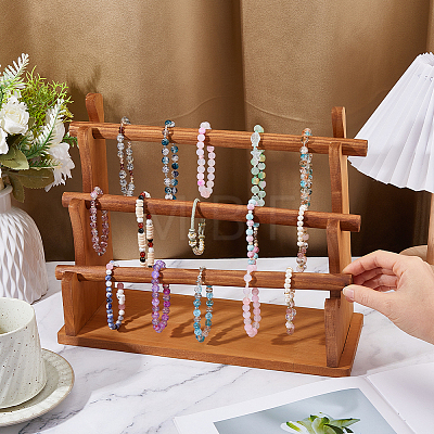 3-Tier Wooden Bracelet Organizer Display Riser Stands ODIS-WH0030-277A-1