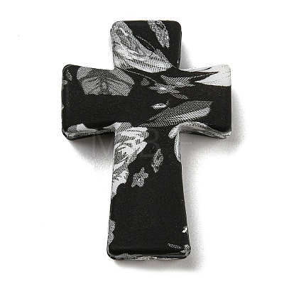 Cross with Flower Silicone Focal Beads SIL-G006-02G-1