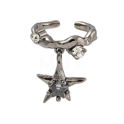 Star Zinc Alloy Open Cuff Ring RJEW-Z048-01B-01-1