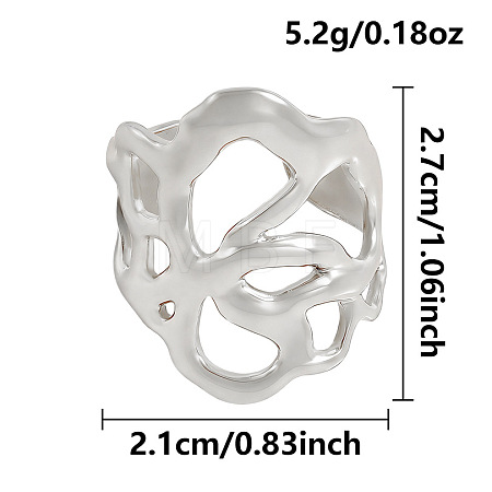 Irregular 304 Stainless Steel Open Cuff Rings AE2561-1-1