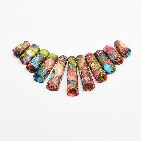 Assembled Gold Line and Imperial Jasper Beads Strands G-P298-K01-1