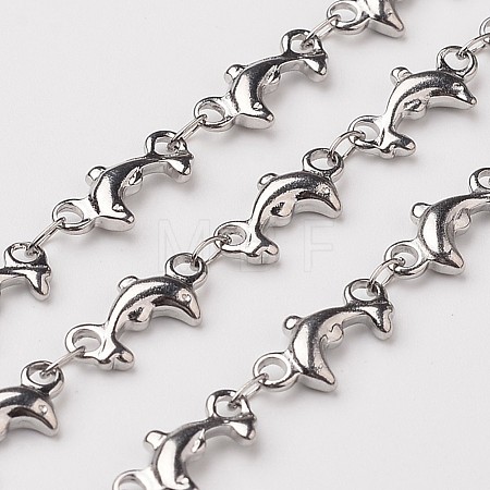 Tarnish Resistant 304 Stainless Steel Dolphin Link Chains CHS-L015-22-1