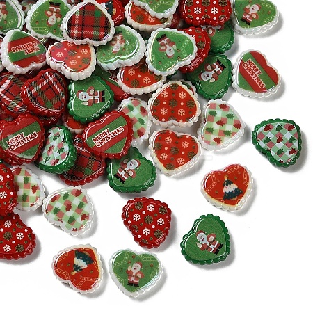 Christmas Printed Opaque Acrylic Beads OACR-D316-02A-1