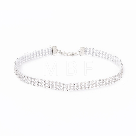 3 Row Crystal Rhinestone Choker Necklace NJEW-F289-04B-P-1
