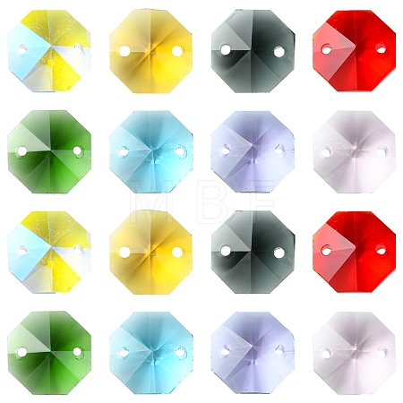 48Pcs 8 Colors Electroplate Glass Links Connectors EGLA-FS0001-48-1