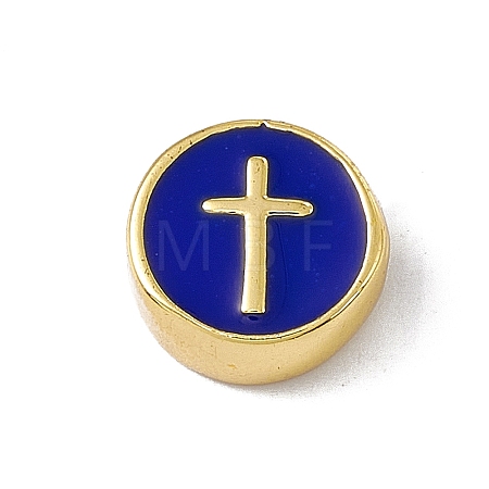 Real 18K Gold Plated Brass Enamel Beads LS-KK-F814-04G-02-1