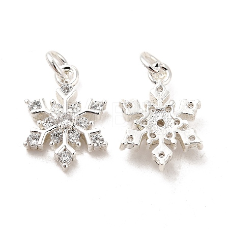 Rack Plating Brass Micro Pave Cubic Zirconia Charms X-KK-E081-15S-1