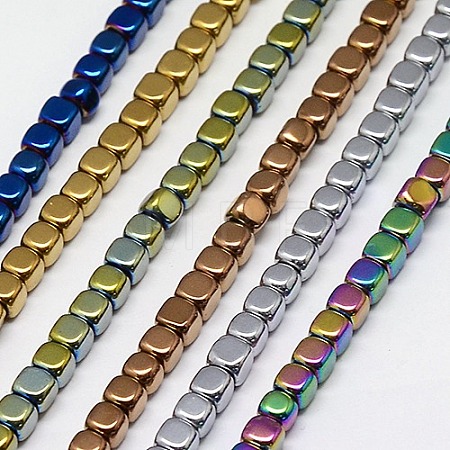 Electroplate Non-magnetic Synthetic Hematite Beads Strands G-J172-3x3mm-M-1