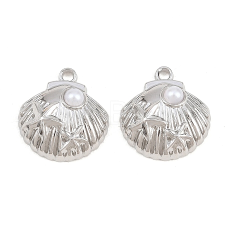 Rack Plating Alloy and ABS Imitation Pearl Pendants PALLOY-T096-03P-1