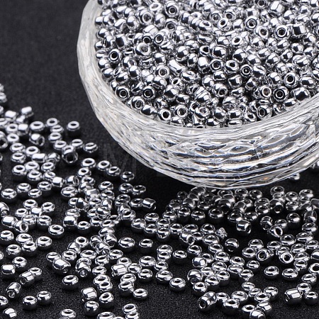 Electroplate 8/0 Glass Seed Beads X-SEED-Q004-02-1