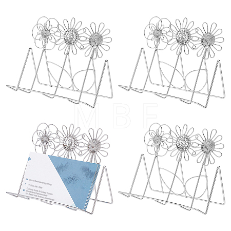 4Pcs Flower Stainless Steel Desktop Business Card Holder AJEW-GO0004-80-1