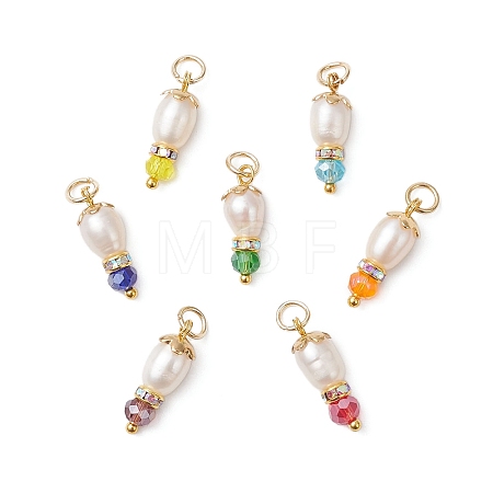7Pcs 7 Colors Natural Cultured Freshwater Pearl Pendants PALLOY-JF04688-1