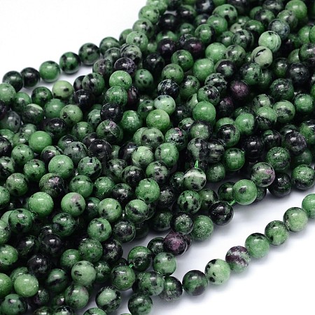 Round Natural Ruby in Zoisite Bead Strands G-F222-11-6mm-1