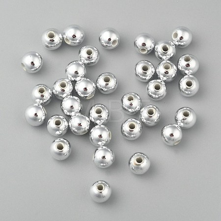 Plating Plastic Acrylic Round Beads PACR-L003-6mm-S-1