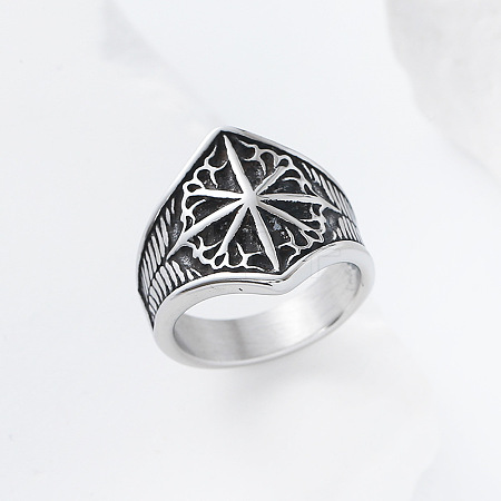 Eight-Point Star 304 Stainless Steel Finger Rings UT4019-5-1
