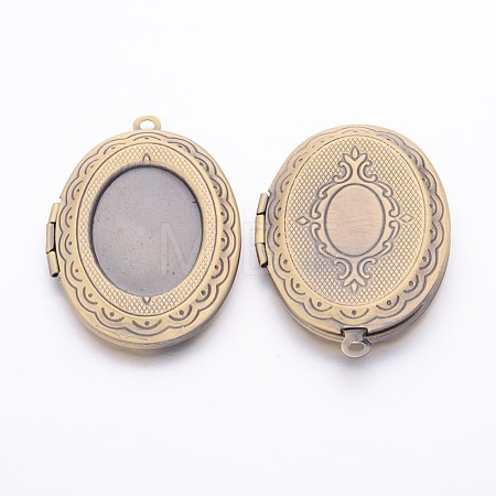 Romantic Valentines Day Ideas for Him with Your Photo Brass Locket Pendants ECF133-3AB-1