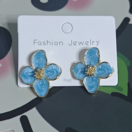Alloy Enamel Stud Earrings with Brass Earring Pins FS-WGE19F2-08-1