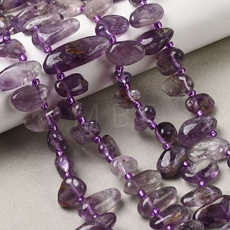 Natural Purple Phantom Quartz Purple Lodolite Quartz Beads Strands G-L649-D02-01-1