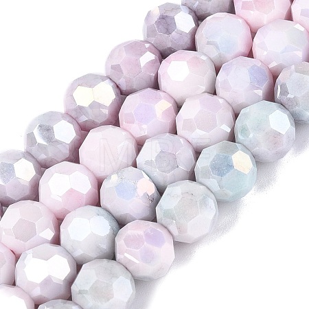 Anti-Tarnish Electroplate Glass Beads Strands EGLA-ZX010-8mm-06-1