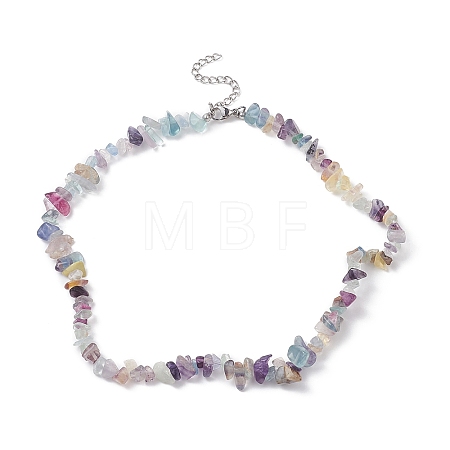 Natural Fluorite Chips Beaded Necklaces NJEW-JN04275-06-1