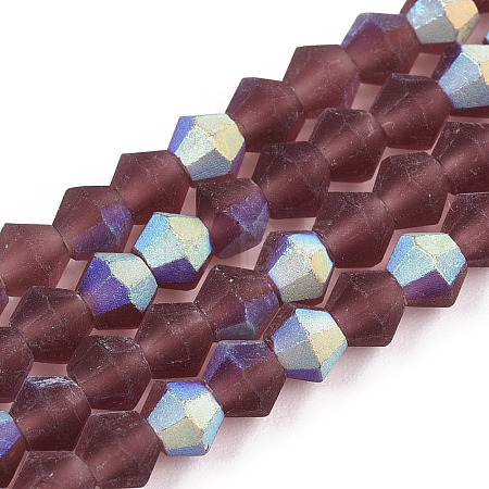 Imitate Austrian Crystal Bicone Frosted Glass Beads Strands GLAA-F029-TM2mm-A05-1