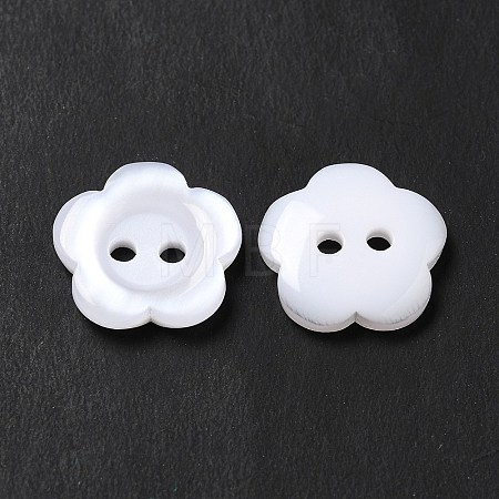 White Flower Resin Buttons X-RESI-D031-15mm-01-1