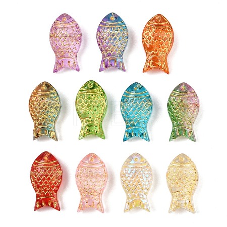 Baking Paint and Golden Metal Enlaced Glass Beads X-DGLA-T004-22M-1