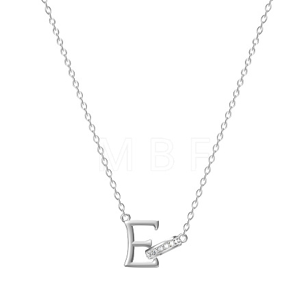 304 Stainless Steel Crystal Rhinestone Initial Pendant Necklaces FS-WGCEFCC-05-1