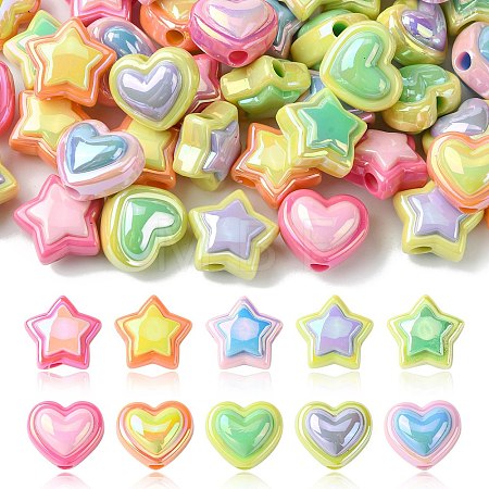 50Pcs 10 Styles Opaque Acrylic Beads OACR-CJ0001-88-1