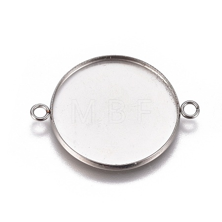 Tarnish Resistant 304 Stainless Steel Cabochon Connector Settings X-STAS-G127-14-25mm-P-1