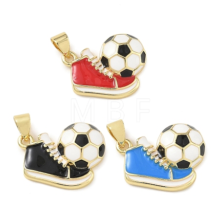 Football Theme Brass Enamel Pendants KK-A303-01C-G-1