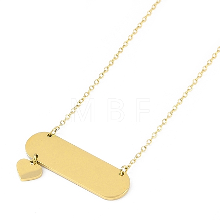 Ion Plating(IP) 304 Stainless Steel Love Heart Tag Pendant Necklaces for Women NJEW-K276-30G-1