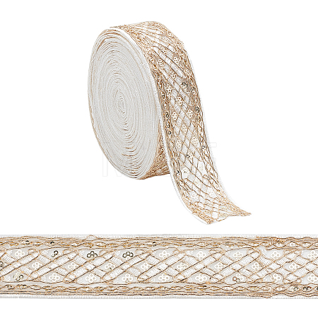 Rhombus Pattern Polyester Ribbon with Paillette OCOR-WH0047-49A-1