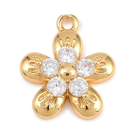 Brass Micro Pave Clear Cubic Zirconia Charms KK-D265-02G-1