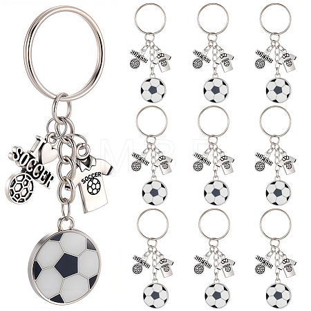 20Pcs Alloy Enamel Football Keychain KEYC-SC00001-1