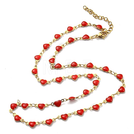 Ion Plating(IP) Golden 304 Stainless Steel Heart Link Chain Necklaces NJEW-E098-02G-02-1