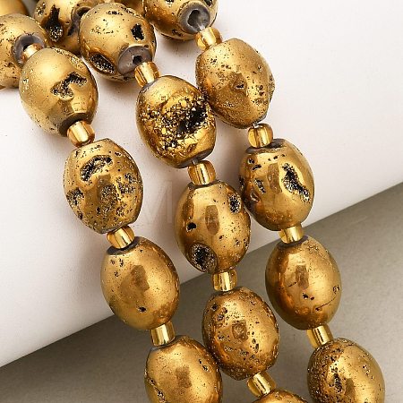 Electroplated Natural Druzy Geode Crystal Beads Strands G-F833-O01-01A-1