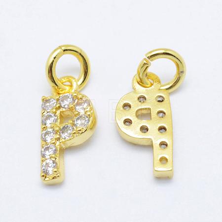 Brass Micro Pave Grade AAA Cubic Zirconia Charms ZIRC-P067-11G-P-NR-1