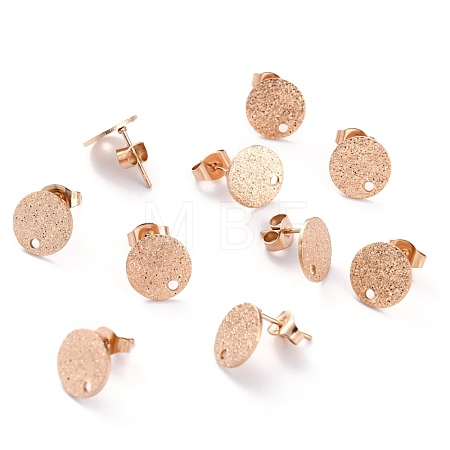 Ion Plating(IP) 304 Stainless Steel Stud Earring Findings STAS-O144-01B-RG-1